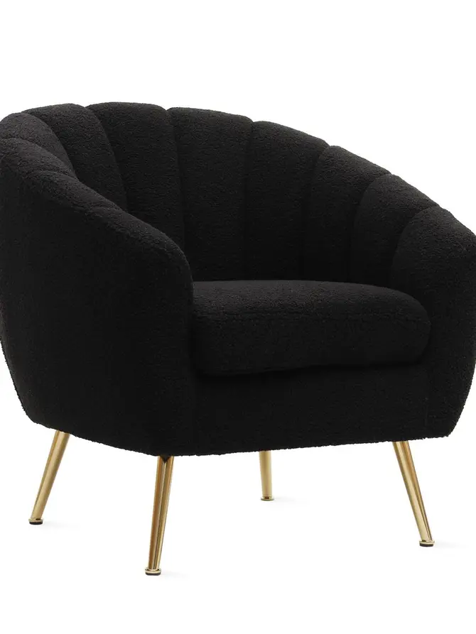 Fotel REIKA w tkaninie bouclé czarny 78x73x79 cm