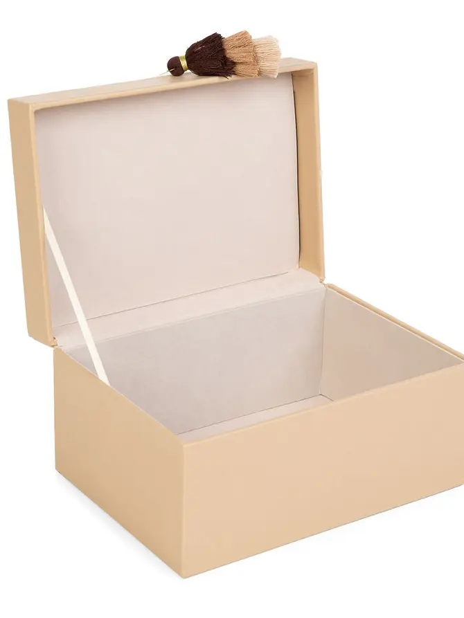 Szkatułka MELA z eko skóry taupe 23x16,5x12,5 cm