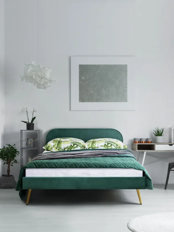 Łóżko VENLO welurowe zielone 160x200 cm