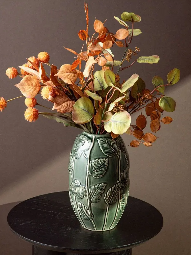 Wazon MINNA ceramiczny w liście zielony 25x15,5 cm