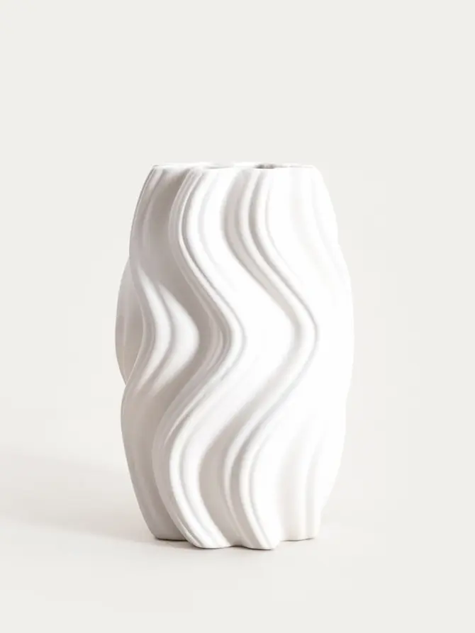 Wazon SALANA falowany biały 16x15x26 cm