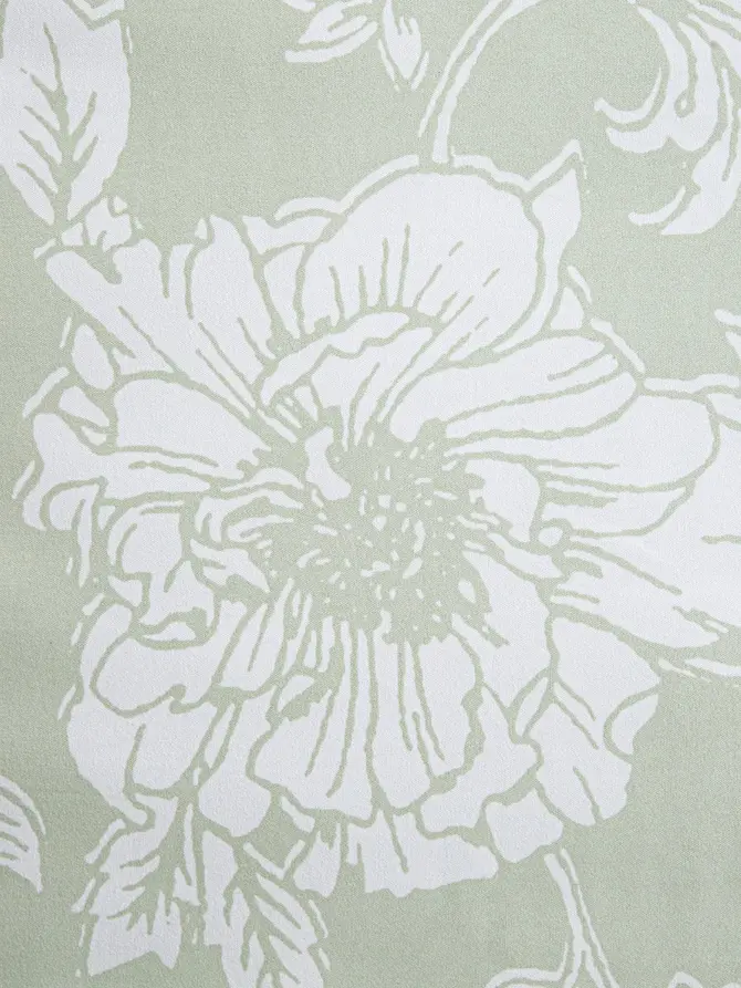 Pościel FLORE z mikrofibry pistacjowa w białe kwiaty 140x200 + 1*70x80 cm