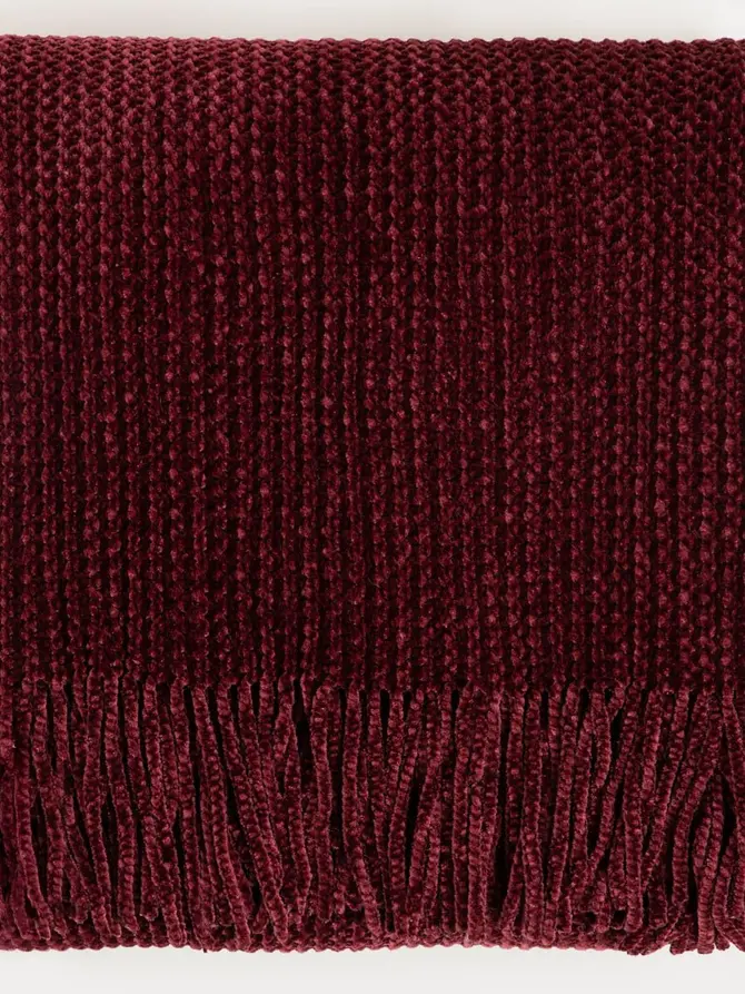 Koc CHENILLE szenilowy burgundowy 130x170cm