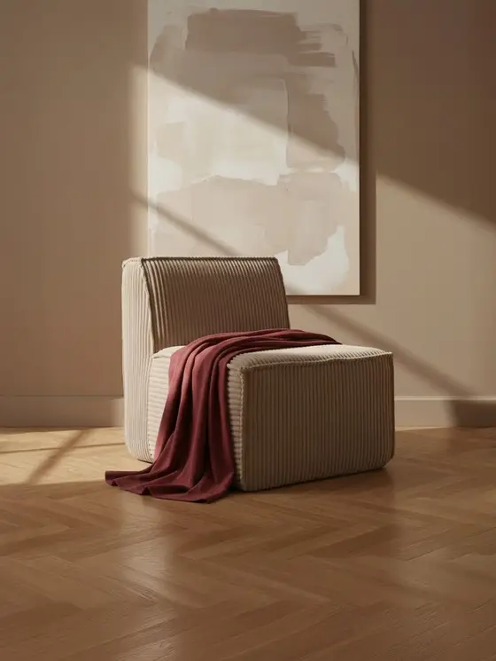 Fotel modułowy LYKKE beżowy piankowy sztruksowy 73x88x73 cm