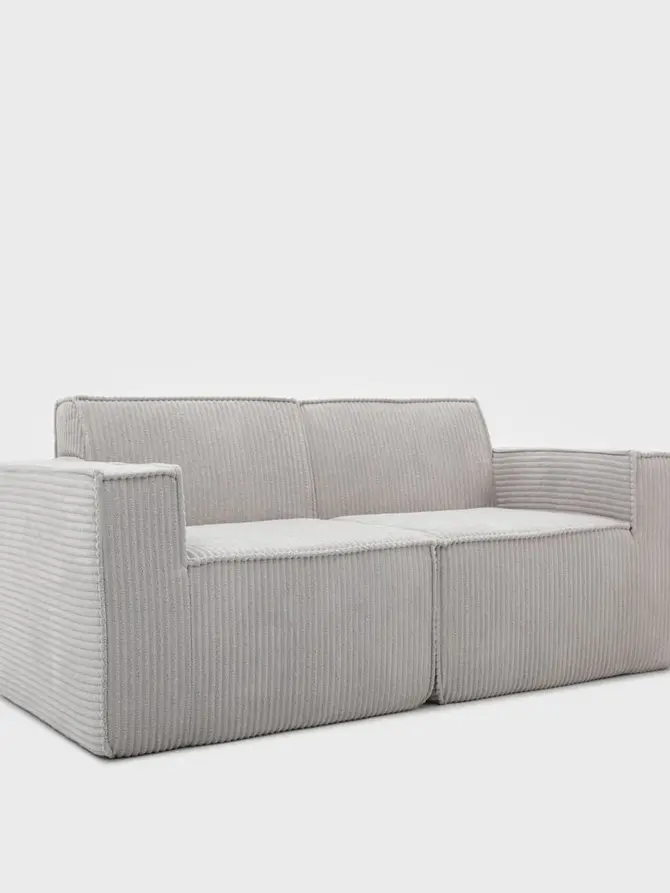 Sofa modułowa LYKKE 2-osobowa jasnoszara piankowa sztruksowa 190x88x73 cm