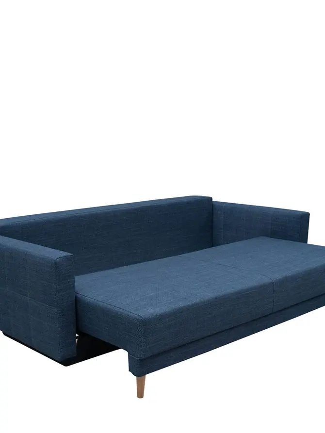 Sofa MAGNUS granatowa z funkcją spania i pojemnikiem na pościel 216x85x91 cm