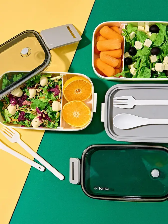 Lunchbox LOENE biały piętrowy 1,4 l