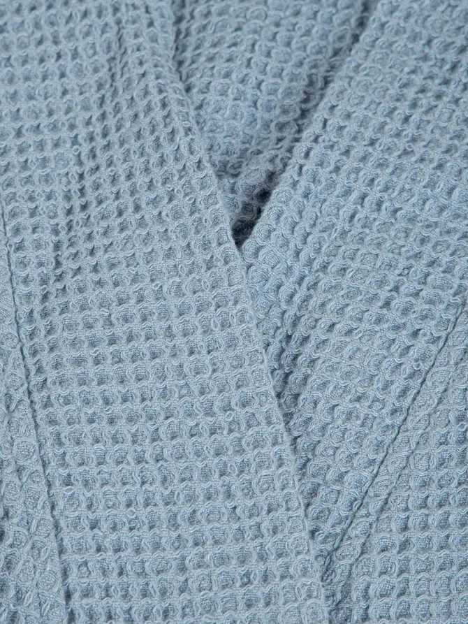 Szlafrok VAFFEL niebieski z domieszką wiskozy ONE SIZE