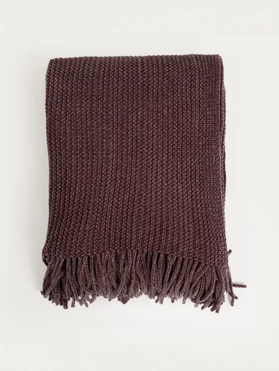 Koc CHENILLE szenilowy czekoladowy 130x170 cm