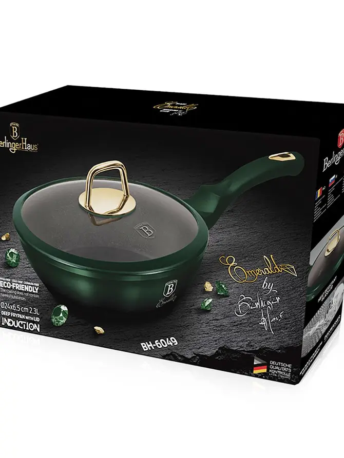 Patelnia EMERALD głęboka z pokrywką 24 cm