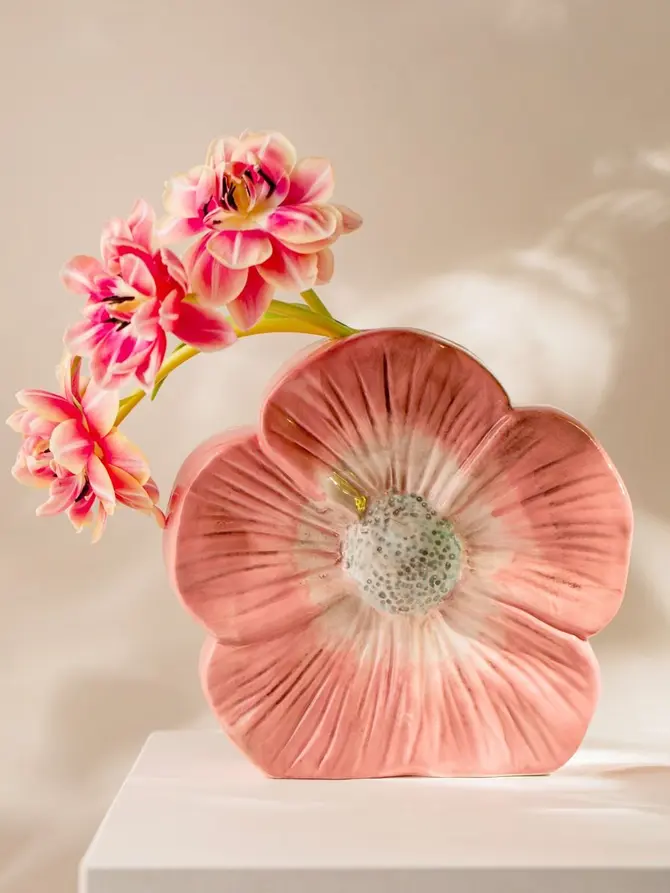Wazon BLOOMY w kształcie kwiatka różowy 19,5x19,5x19,5 cm