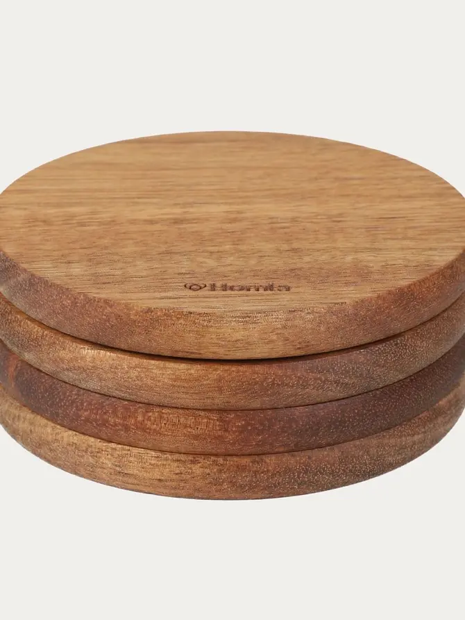 Zestaw podkładek MOOKA okrągłych akacjowych 4 szt. 10x4cm