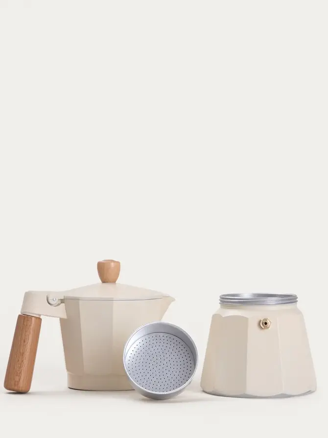 Kawiarka MIA MOKKA śmietankowa z drewnianym uchwytem 6 cups