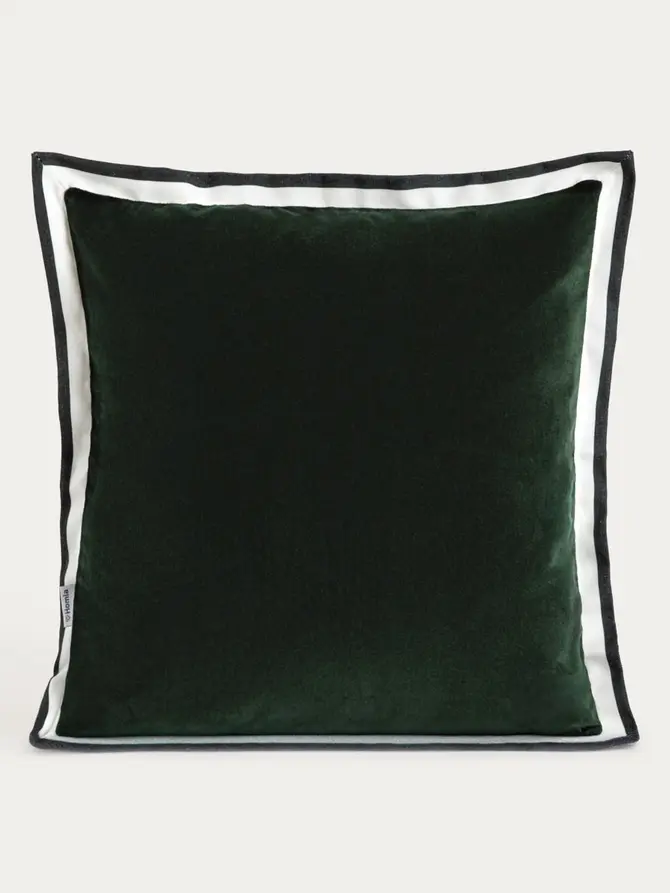 Poszewka SOREA bawełniana zielona z ozdobnym obszyciem 45x45 cm