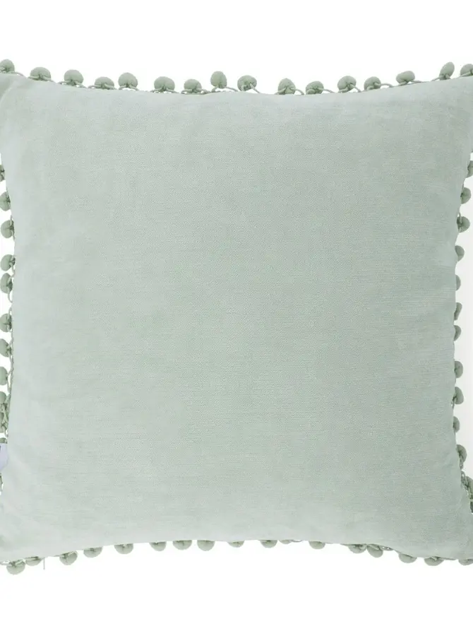 Poszewka ESLOV pistacjowa z pomponami 45x45 cm