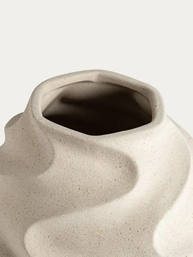 Wazon NOIRE beżowy ceramiczny falisty 16,8x18 cm