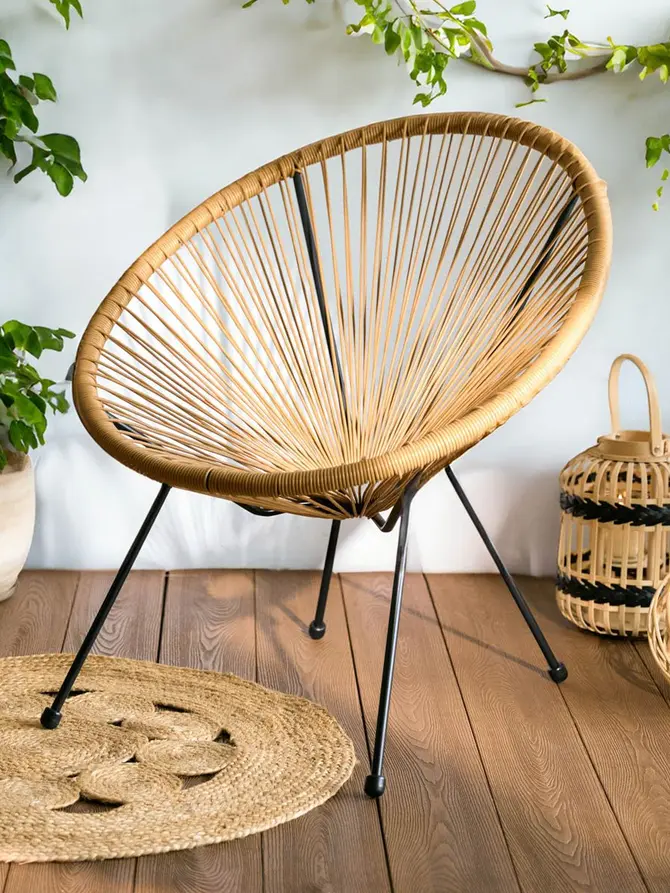 Fotel ACAPULCO FIESTA z okrągłej linki technorattan naturalny 70x73x80 cm