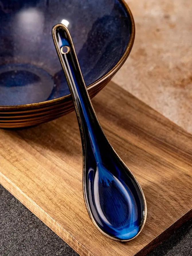 Łyżka OKINAWA granatowa ceramiczna do ramenu 16,5 cm
