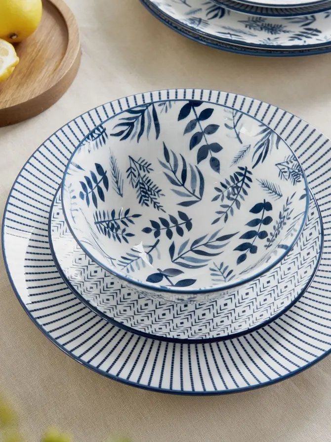 Talerz NAVIA deserowy granatowy ornamenty 19cm