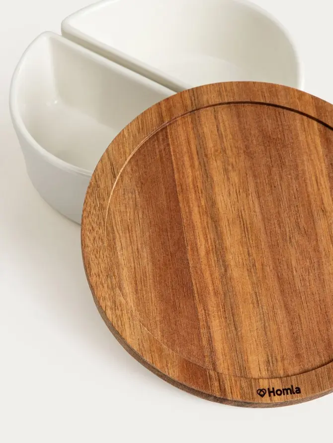 Zestaw FINCAN mis na akacjowej podstawce 3 el.