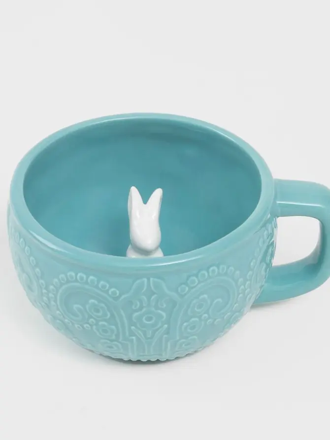 Kubek BUNBLISS z figurką zajączka niebieski 15/12,7 cm