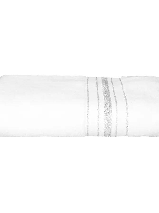 Ręcznik DUKE z paskami lureksowymi biały 70x130 cm