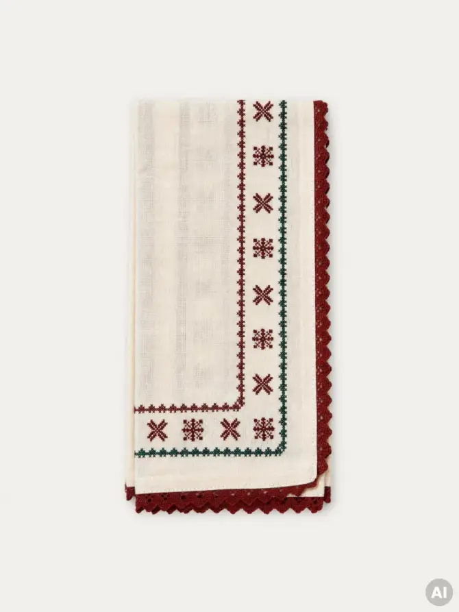 Zestaw ścierek kuchennych CROSSY bawełnianych z haftem krzyżykowym i ecru, 2 szt. 2*45x65 cm