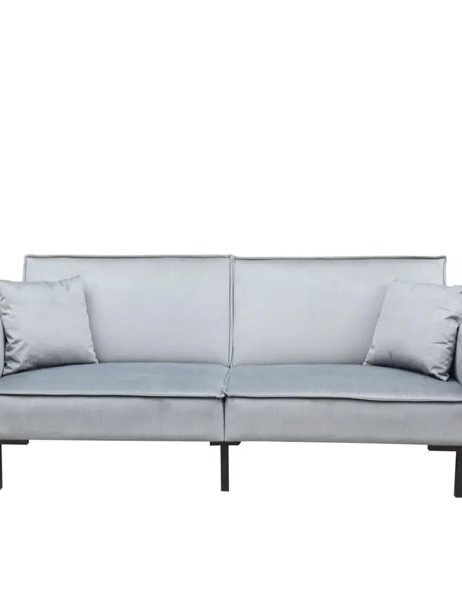 Sofa CANTO 3-osobowa, z funkcją spania, welurowa szara 199x90x85 cm