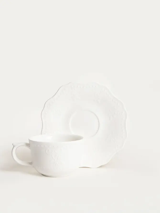 Filiżanka ze spodkiem VISTAL porcelanowa biała 0,2 l