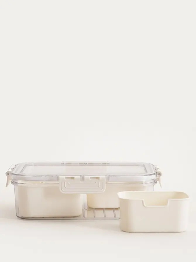 Pojemnik plastikowy GASPARI z wkładami prostokątny 23,5x16,5x7 cm