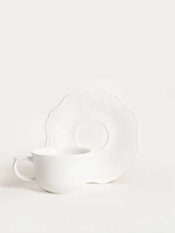 Filiżanka ze spodkiem VISTAL porcelanowa biała 0,2 l