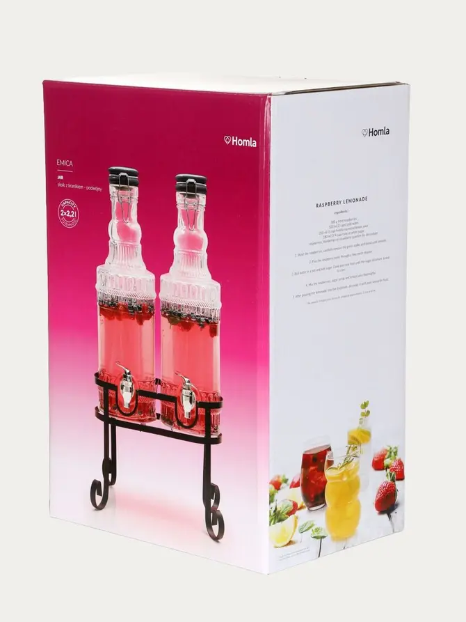 Słoik EMICA z kranikiem podwójny z czarnym wieczkiem 2x2l