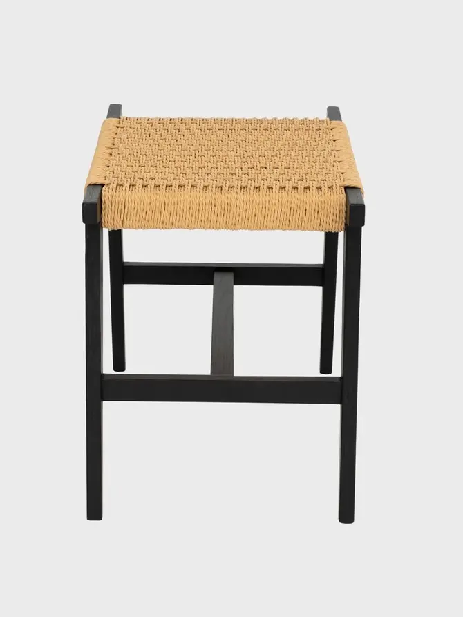 Taboret NOVUM drewniany dębowy czarny 52x34x42 cm