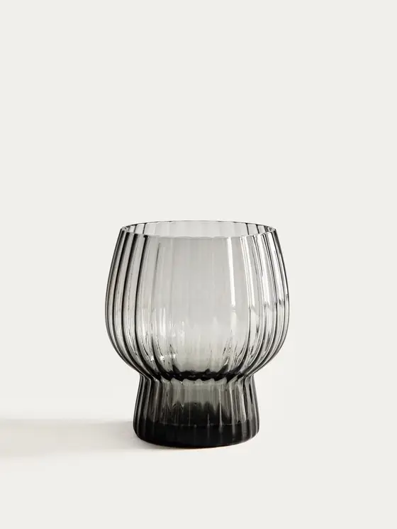 Szklanka AZERA ryflowana szara niska 0,4 l