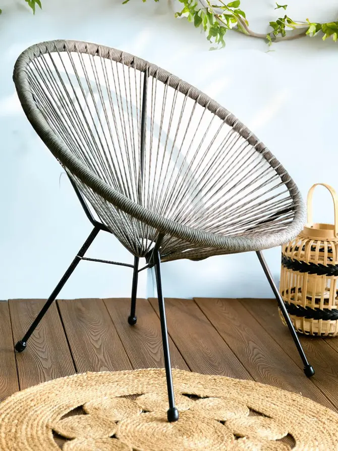 Fotel ACAPULCO TWIST z linki technorattan ze splotem twist szary 71x71x80 cm