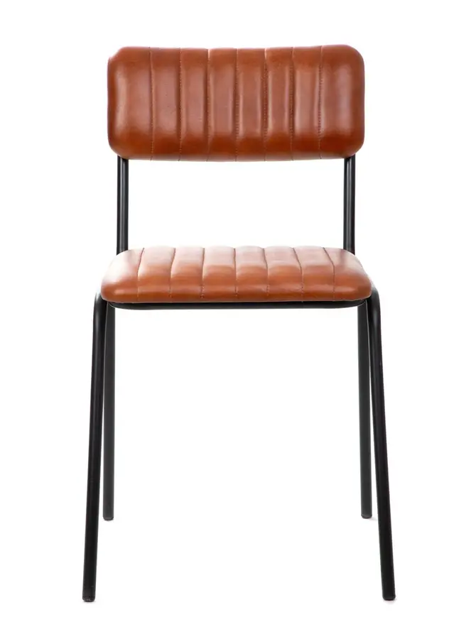 Krzesło LUMBAR w obiciu ze skóry bawolej brązowe 46x52x78 cm