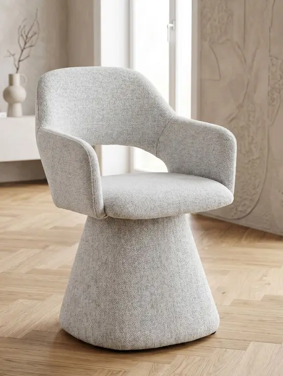 Fotel GOMBE obrotowy w tkaninie beżowy 55x62x85 cm