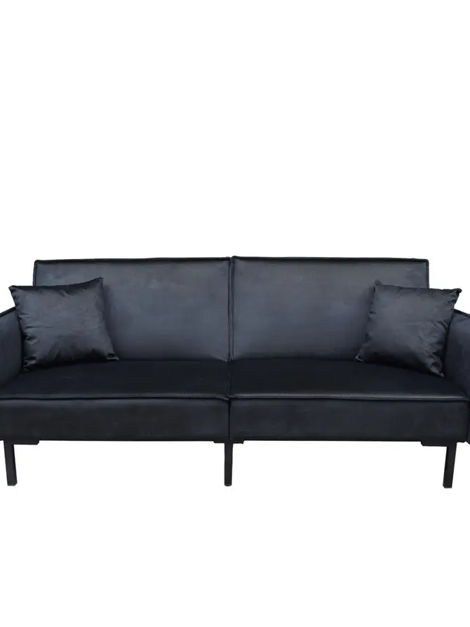 Sofa CANTO 3-osobowa, z funkcją spania, welurowa czarna 199x90x85 cm