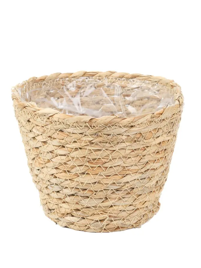 Osłonka na doniczkę LUMBO pleciona naturalna 15x12 cm