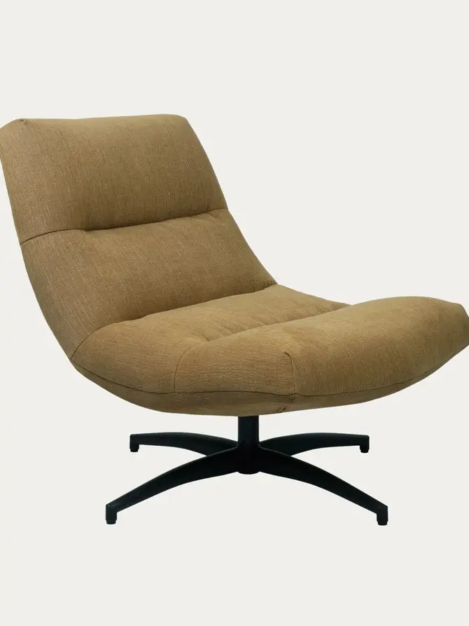 Fotel VOLERO obrotowy w tkaninie musztardowy 77x93,5x88,5 cm