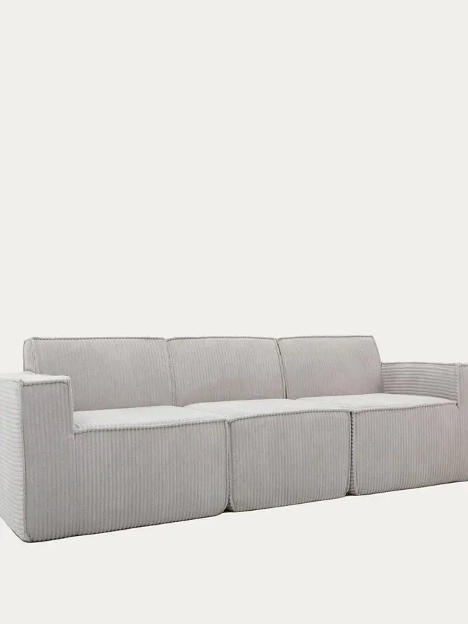 Sofa modułowa LYKKE 3-osobowa jasnoszara piankowa sztruksowa 263x88x73 cm
