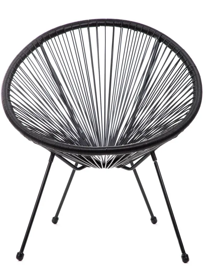 Fotel ACAPULCO FIESTA z okrągłej linki technorattan czarny 70x73x80 cm