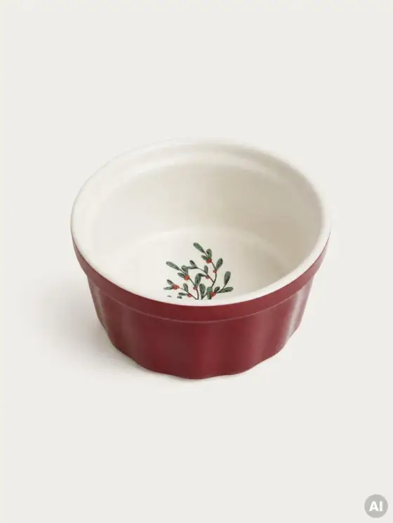 Ramekin MISTELLA czerwony z jemiołą 1szt., 9,5cm