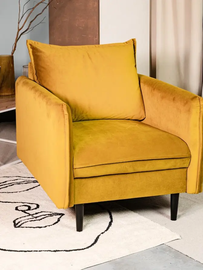 Fotel RUGG Fotel musztardowy 99x86x91 cm