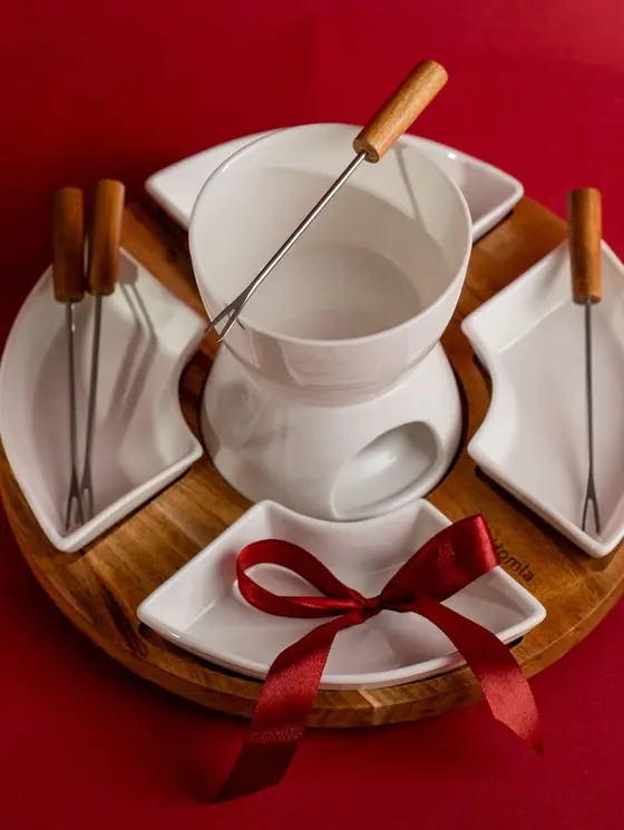 Zestaw do fondue MOOKA z obrotowa podstawką 27x13 cm