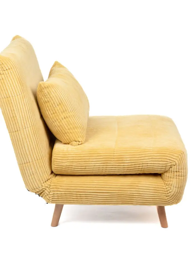 Sofa SOLACE 1-osobowa, z funkcją spania sztruksowa musztardowa 83x91x84 cm
