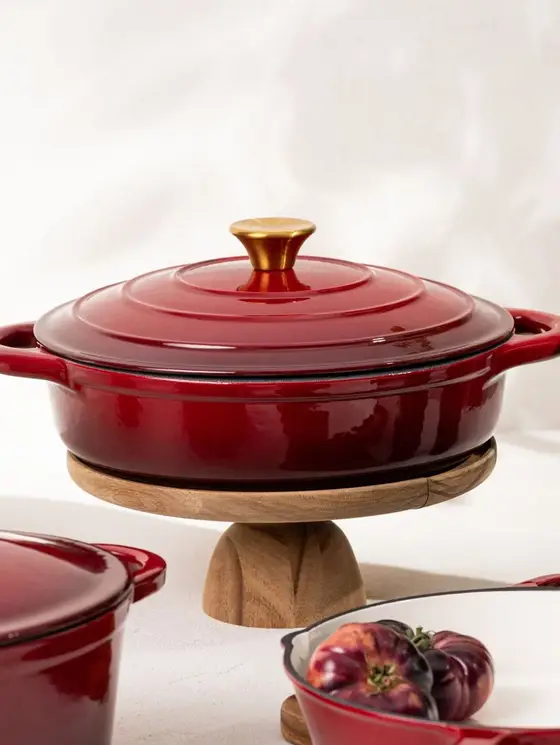 Garnek żeliwny ANDREAS bordowy płaski ombre 28 cm 2,5 l