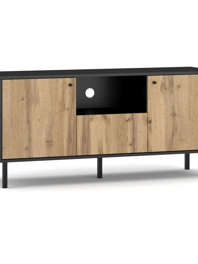 Szafka RTV TIVOLI! czarny/dąb wotan 140x42x65 cm