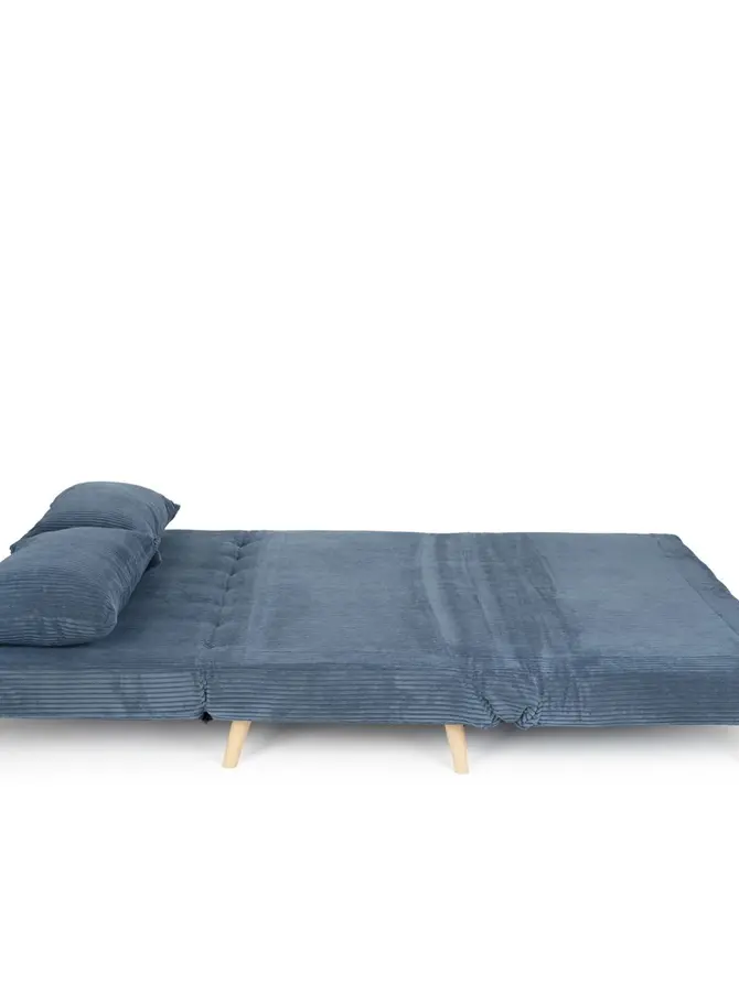 Sofa SOLACE 2-osobowa, z funkcją spania sztruksowa granatowa 140x91x84 cm