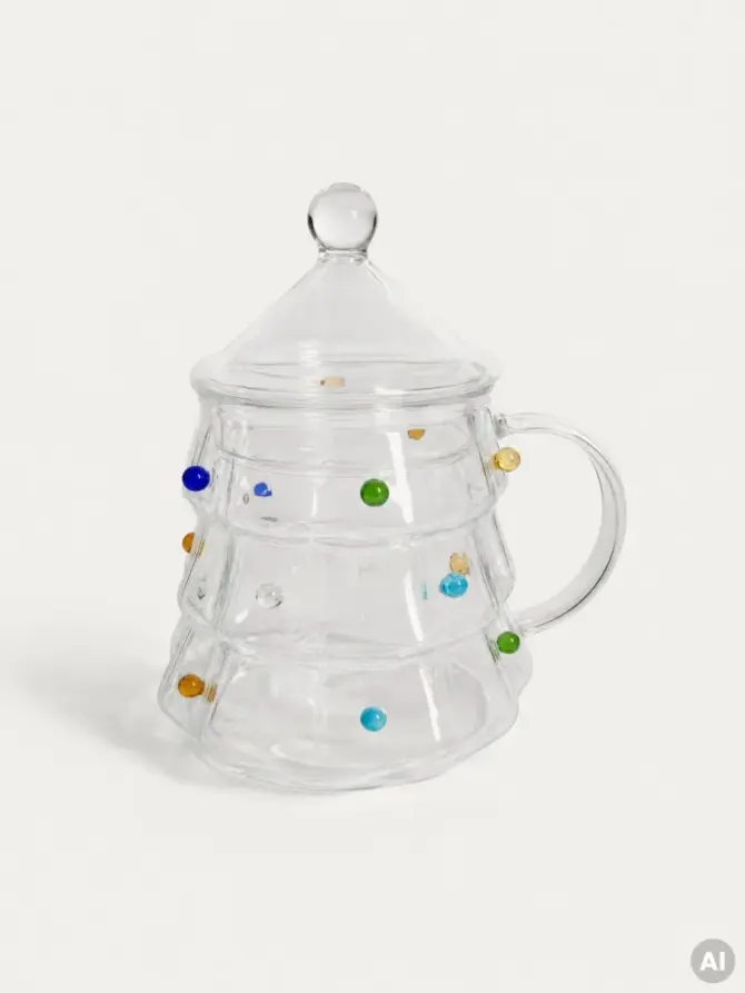 Szklanka TWINKLE z pokrywką, w kształcie choinki 360 ml